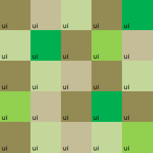 a grid of various shades of green squares illustrating stale UI's